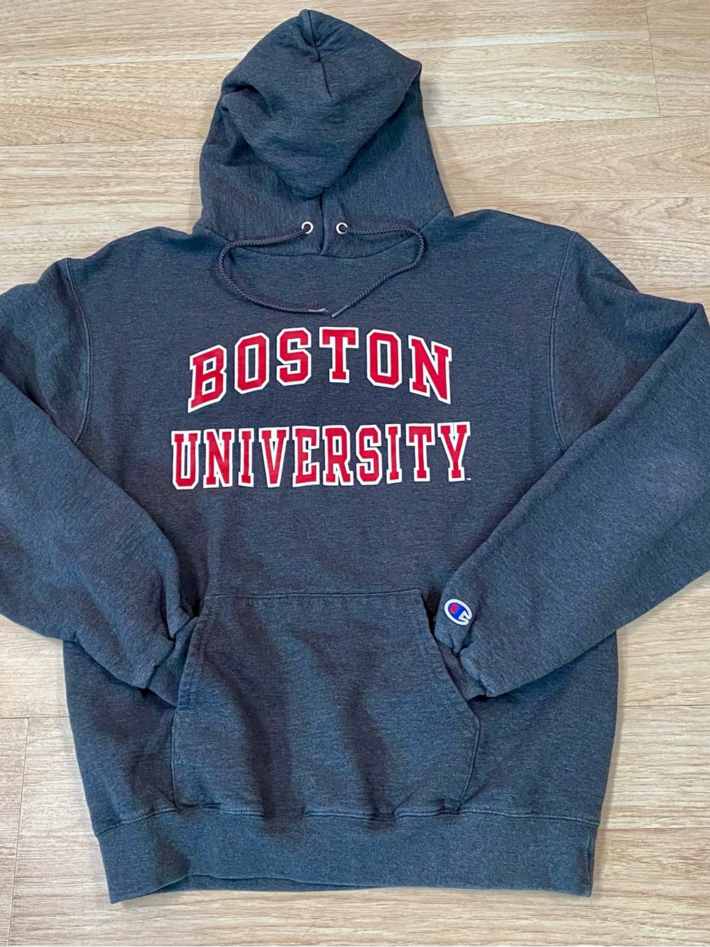 Boston University Terriers Hoodie Men’s M Grey BU Champion Pullover Sweatshirt